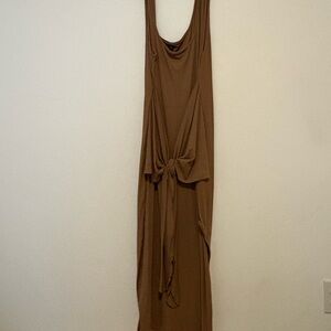 Elegant Brown Sleeveless Dress